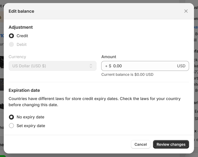 Save customer credits on customer accounts