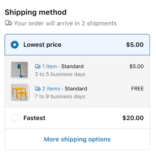 Split your shipments in Shopify checkout