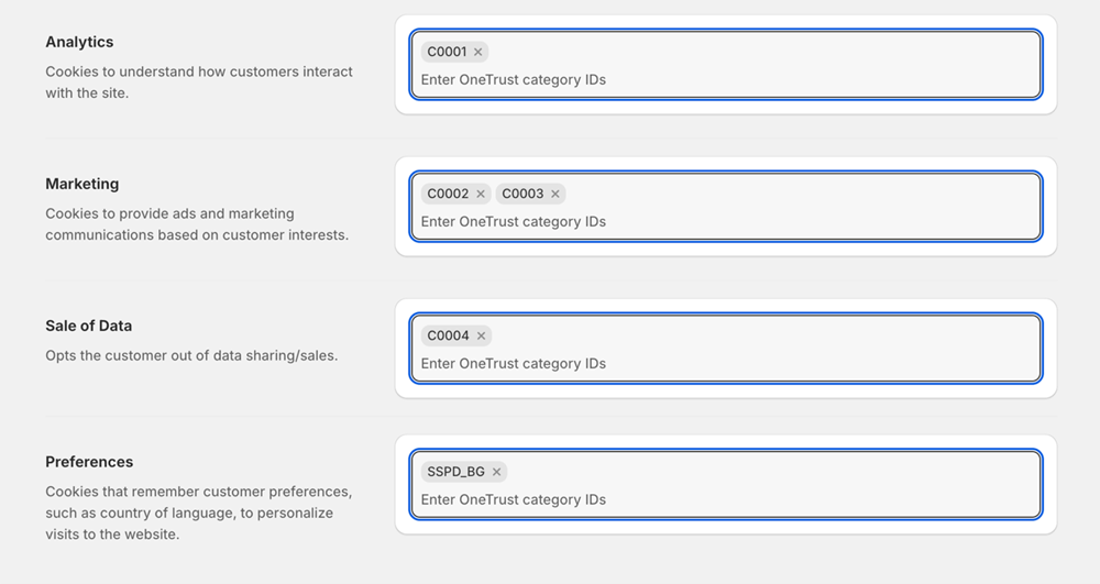 Configure your consent settings within the Shopify app