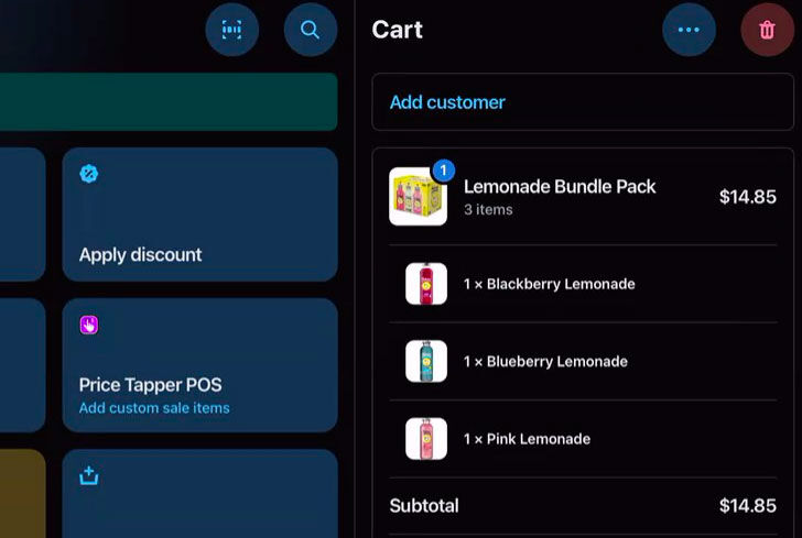 The bundles as seen within the Shopify POS