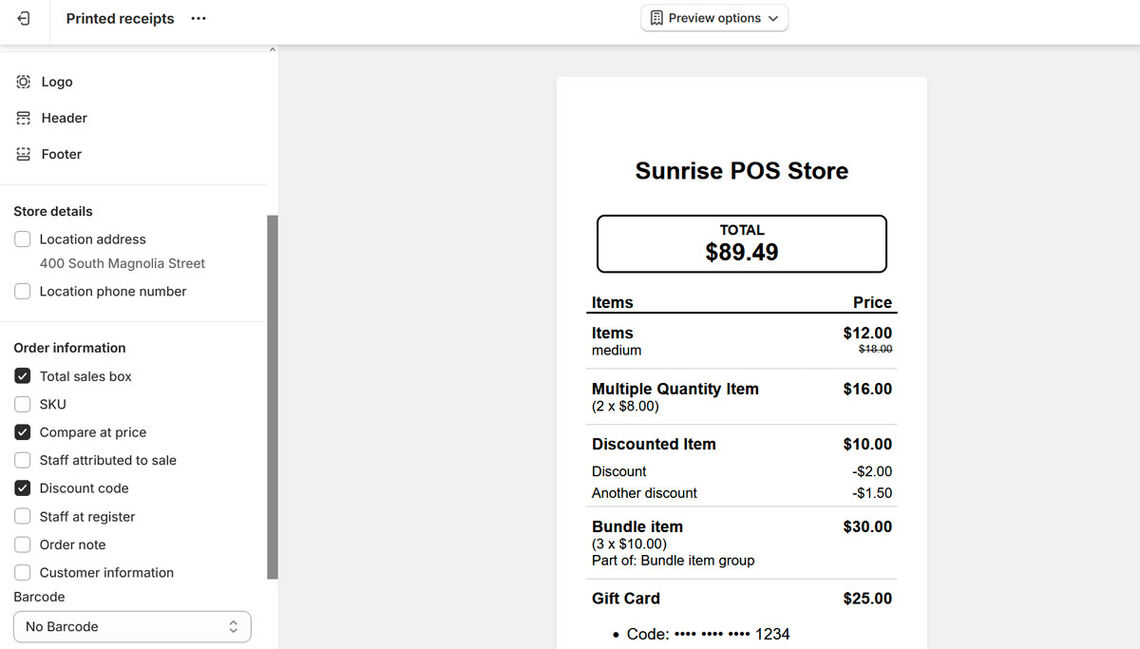 pos receipt visual editor